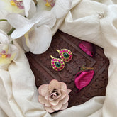 Vriksham Elegant Mango Kundan Jadau Press Bugadi-Red Green-J3539